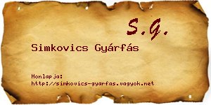 Simkovics Gyárfás névjegykártya